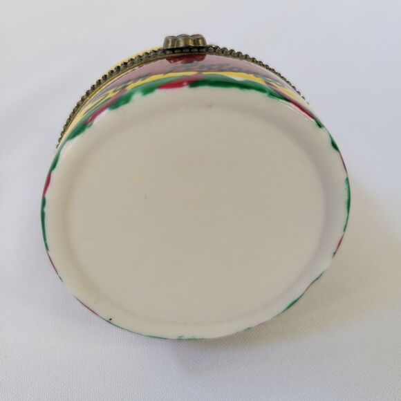 San Antonio Texas Red Green Chili Pepper Cafe Hinged Trinket Box Yellow Porcelai - Picture 11 of 14